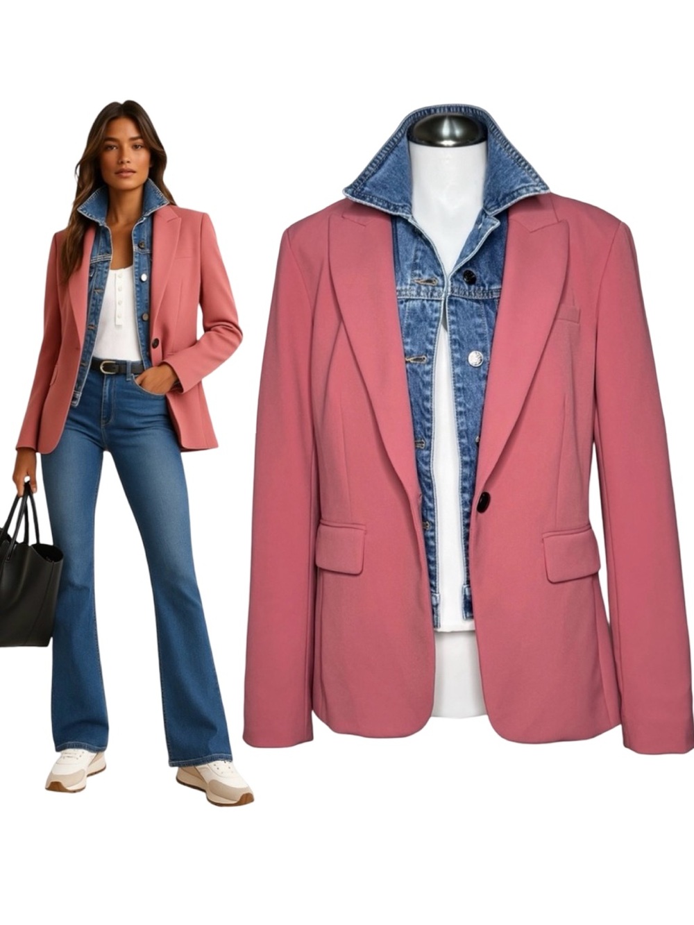 $695 VERONICA BEARD Cutaway Dickey Blazer Jacket Sz 4 Coral Pink